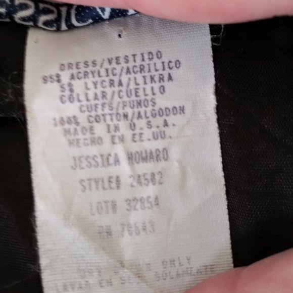 Vtg 80s Jessica Howard Black Coat Dress Size 16 Stretch Zip Front Leopard Trim - Picture 5 of 5